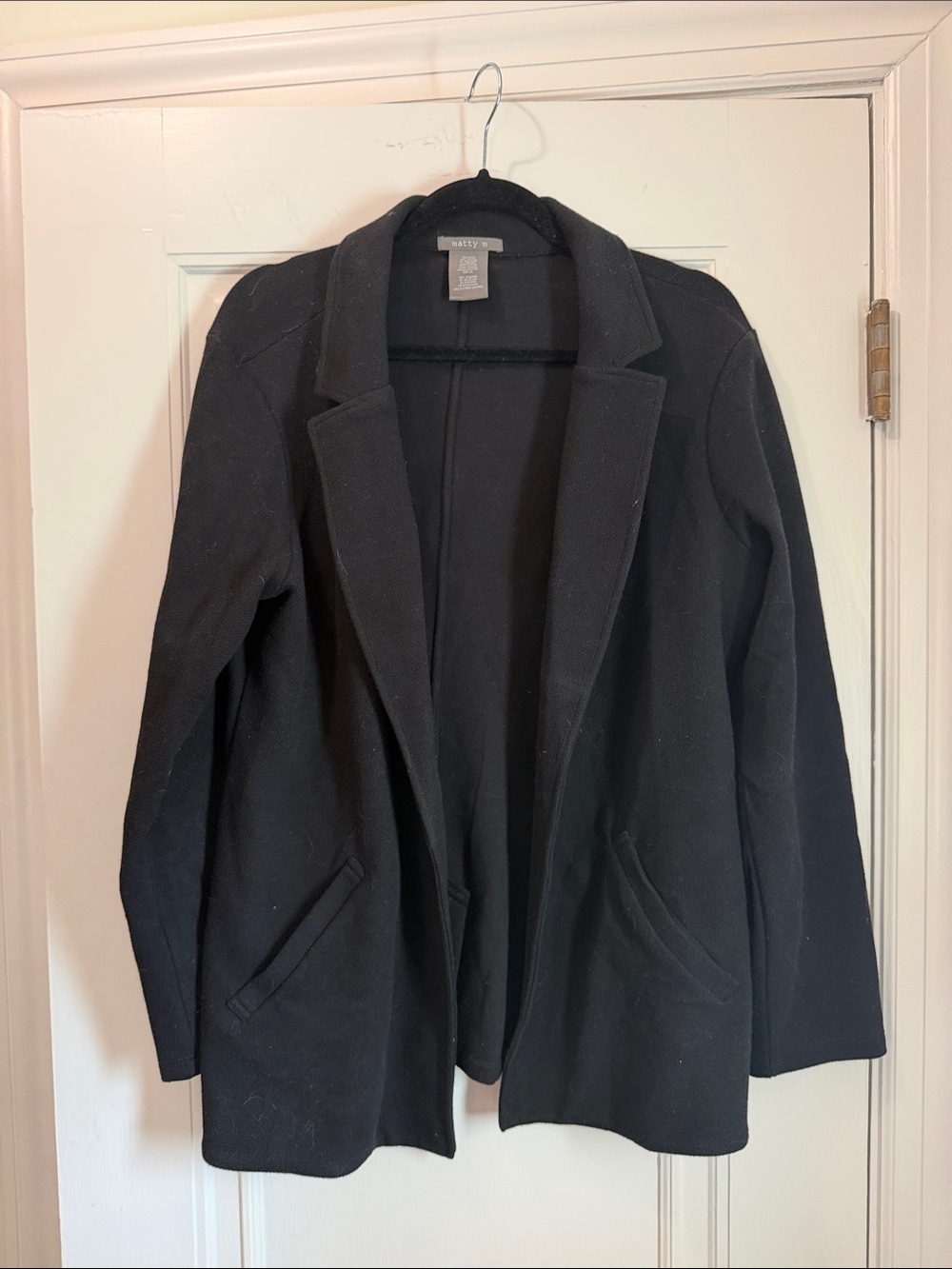 Matty M Black Open-Front Knit Blazer Jacket